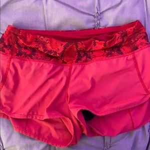 size 4 red lulu lemon shorts